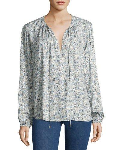Townsend Floral-print Blouse, White Pattern