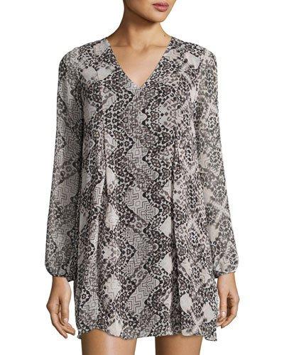 Graphic-print Woven Cocktail Dress, Black Pattern