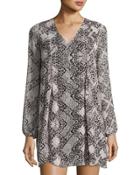 Graphic-print Woven Cocktail Dress, Black Pattern