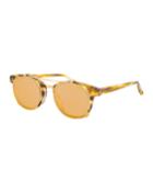 Square Acetate Sunglasses W/ Clip-on Lenses, Gold/tortoise