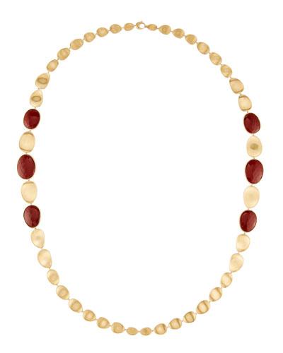 Lunaria 18k Double Wave Red Jasper Station Necklace,