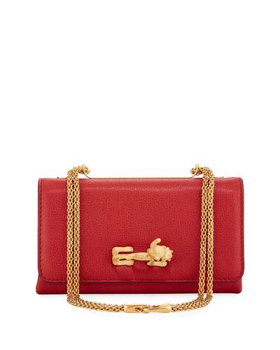 Rabbit Zodiac Pebbled Shoulder Bag, Red
