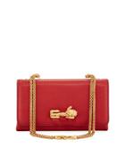 Rabbit Zodiac Pebbled Shoulder Bag, Red