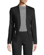 Zip-pocket Open-front Blazer Jacket