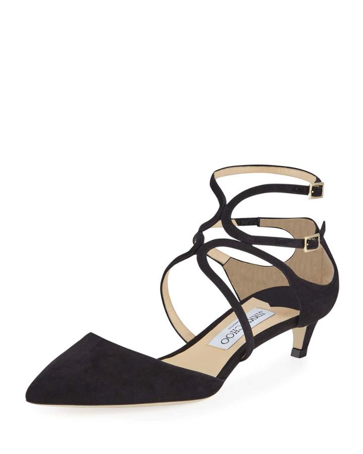 Lancer Suede Caged Kitten-heel Pumps