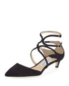 Lancer Suede Caged Kitten-heel Pumps