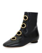 Bit Hoop Leather Bootie, Black
