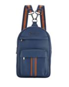 Perforated Faux-leather Mini Backpack, Navy