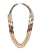 Metallic Mixed Bead Triple-layer Necklace