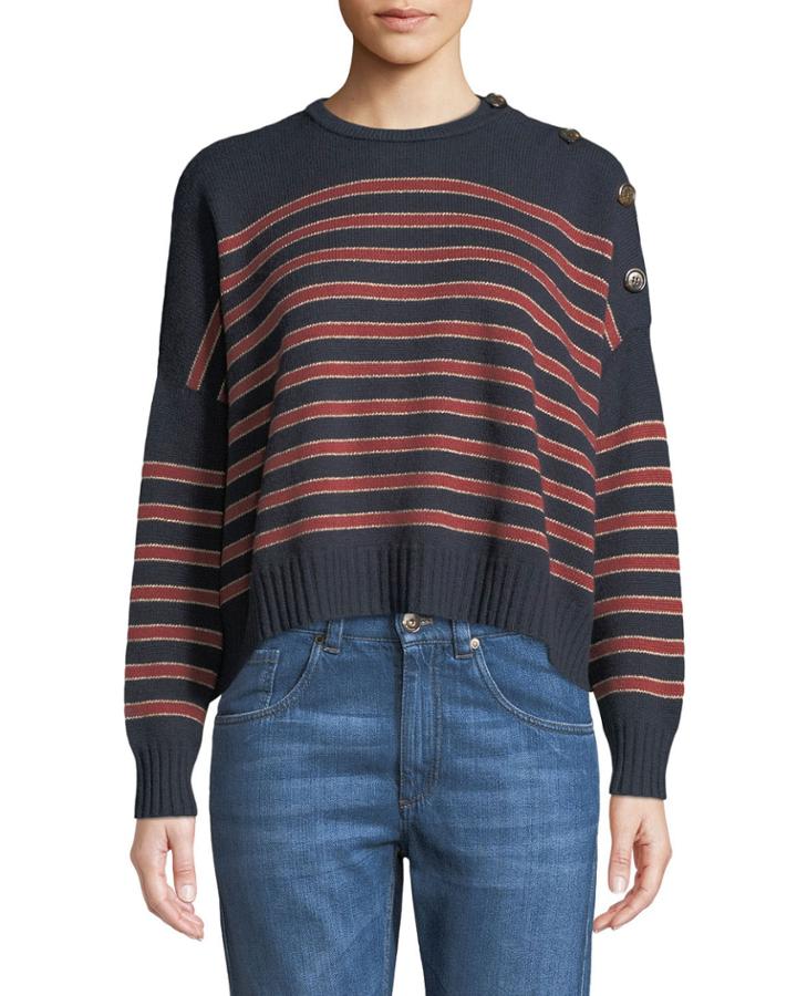 Cashmere Striped Button