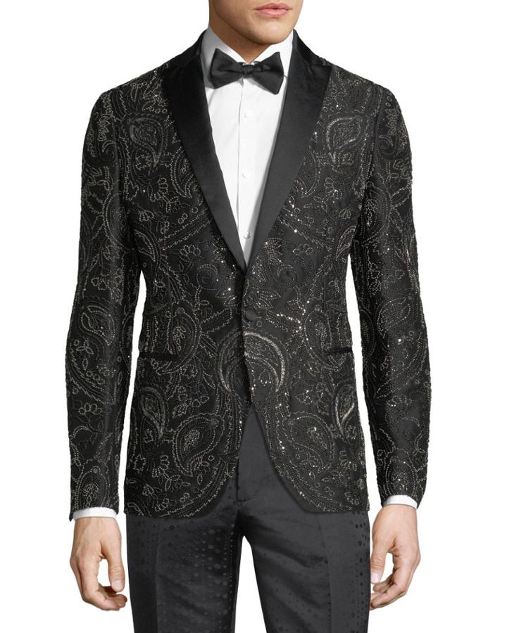 Beaded Satin-trim Evening Jacket