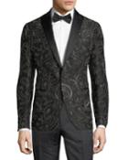 Beaded Satin-trim Evening Jacket