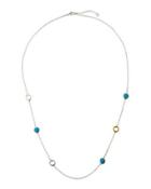 Galapagos Long Two-tone Hoop Turquoise Station Necklace