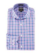 Trim-fit Non-iron Check Dress Shirt, Purple/blue
