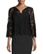 Calista Sheer Lace Blouse, Black