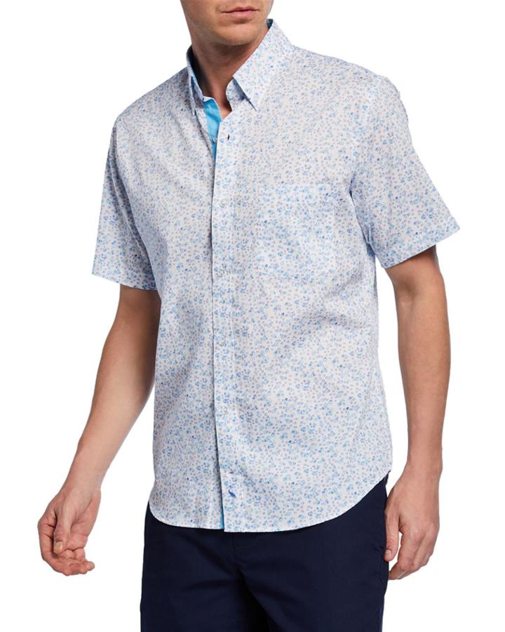 Men's Printed Short-sleeve Woven Cotton