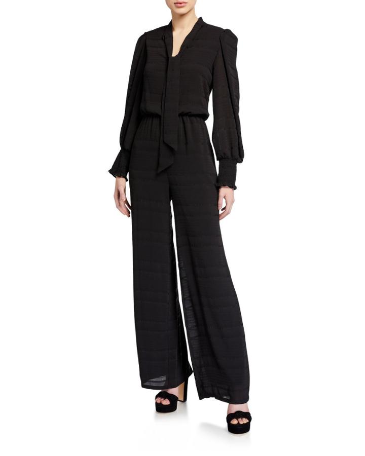 Neck Tie Detail Long-sleeve Jumpsuit