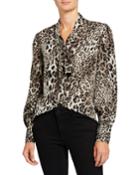 Sansa Wild Animal-print Tie-neck Top