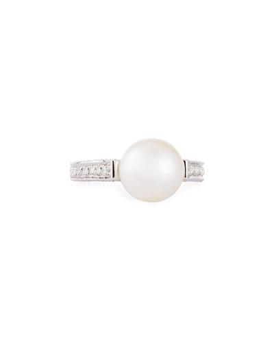 14k White Gold Freshwater Pearl & Diamond Ring, 0.47tcw,