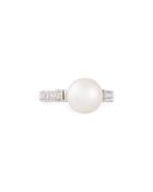 14k White Gold Freshwater Pearl & Diamond Ring, 0.47tcw,