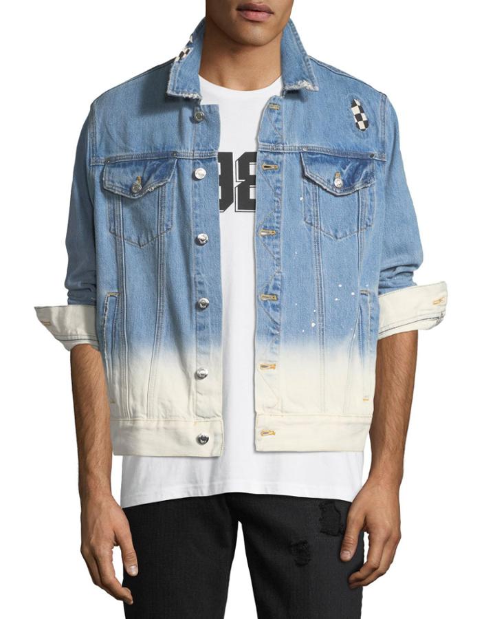 Checker-wash Denim Jacket