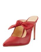 High-heel Leather Point-toe Bow