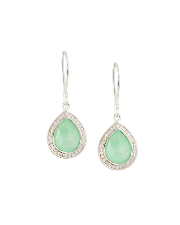 Lollipop Mini Teardrop Earrings In Chrysoprase/diamonds