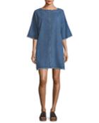 Drop-shoulder Distressed Denim