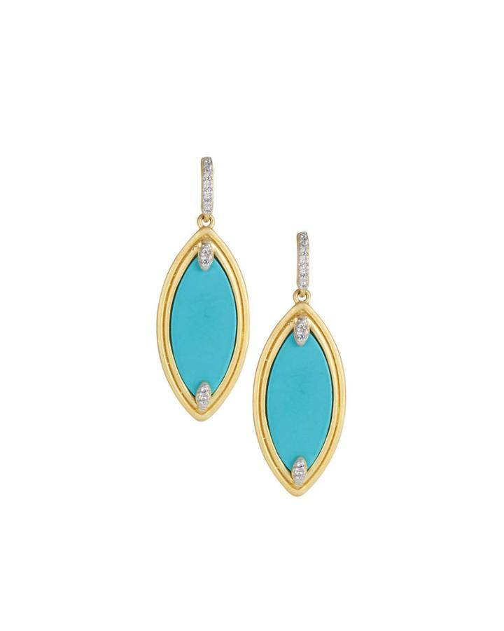 Fleur Bloom Empire Turquoise Marquise Drop Earrings