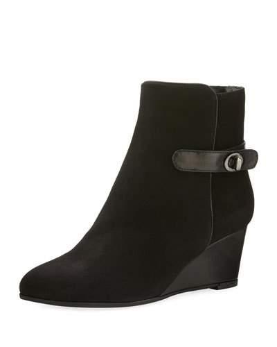 Jennifer Weatherproof Suede Wedge Bootie, Black