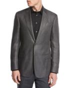 Chevron Jacquard Silk-wool Two-button Sport Coat, Black/white