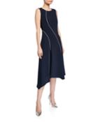 Emberline Sleeveless Midi Dress With Contrast Trim