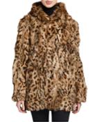 Rabbit Fur Hooded Coat