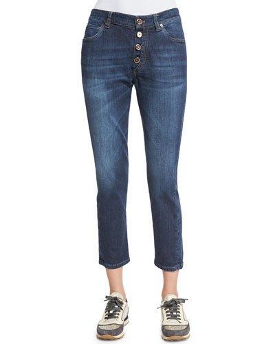 Mid-rise Exposed-fly Cropped Jeans