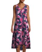 Mitered High-low Floral-print Dress