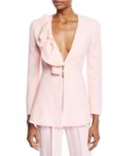 Deep-v Bow-detail Long-sleeve Crepe Jacket