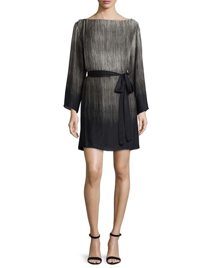 3/4-sleeve Belted Ombre Caftan,