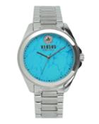 Elmont 40mm Watch With Bracelet, Silver/turquoise
