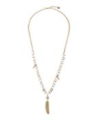 Pearl-mix Feather Pendant Necklace,