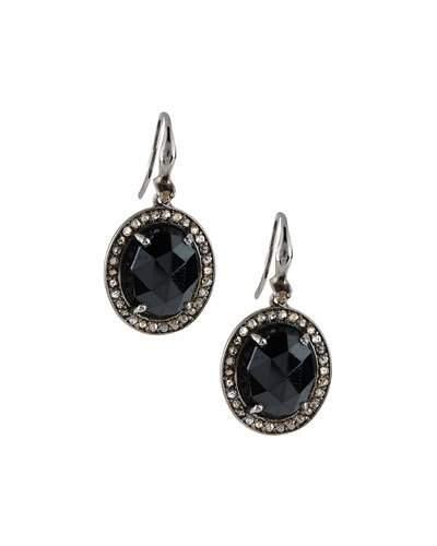 Champagne Diamond & Spinel Oval Drop Earrings