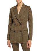 Houndstooth Double-breasted Jacket With Peak