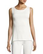 Sleeveless High-low Knit Top, Off White