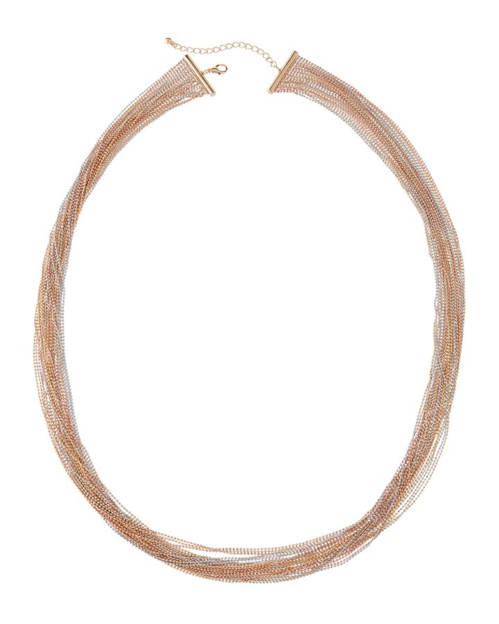 Multi-strand Tricolor Chain Necklace