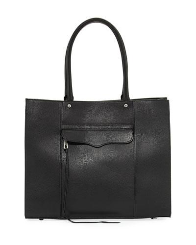 M.a.b. Medium Leather Tote Bag, Black