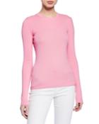 Cashmere Ribbed Crewneck Long-sleeve Top