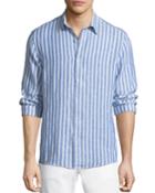Men's Slim Fit Striped Linen Button-down