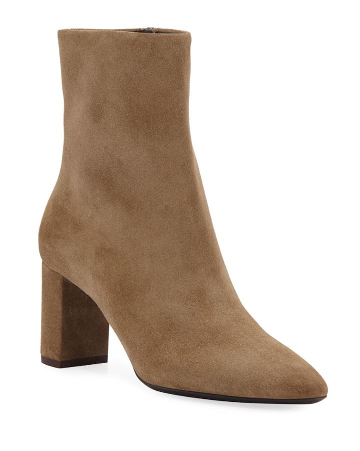 Lou Calf Suede Zip Booties