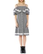 Carter Cold-shoulder Button-down Gingham