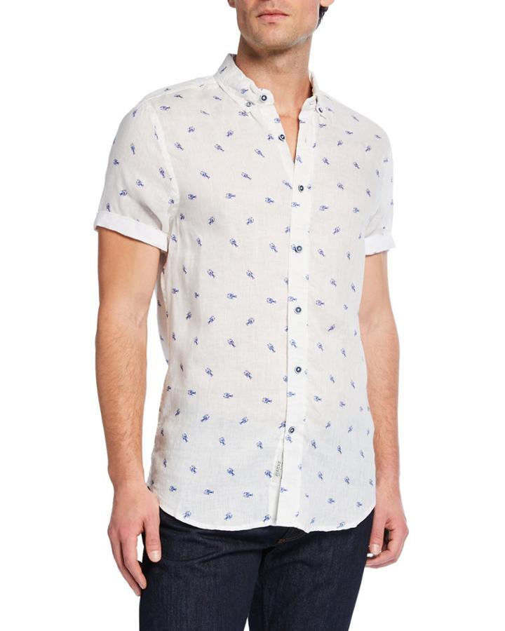Men's Lobster Print Linen