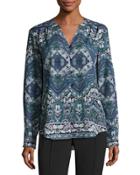 Long-sleeve Paisley-print Blouse,
